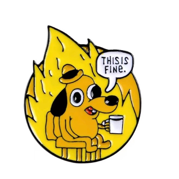 Everything’s Fine x Mental Health Matters colorful enamel cartoon pin brooch - Picture 2 of 15